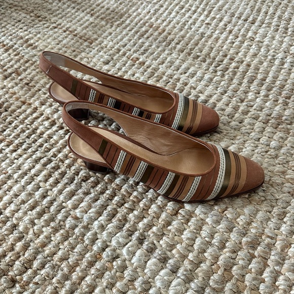 Claudia Ferrari made in Italy Striped Brown Slingback Women's Shoes size 39 - Picture 1 of 4